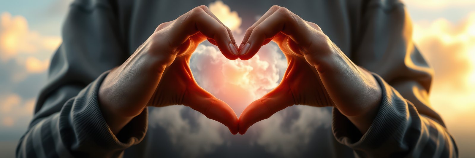 Close-up view of two hands forming a heart shape